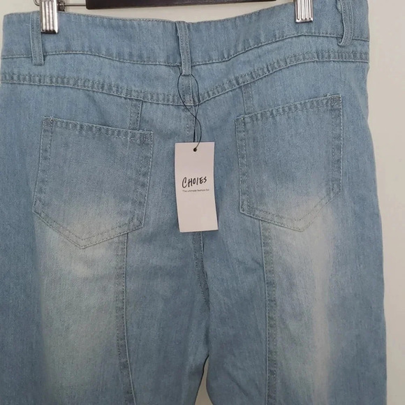 CHOIES Light Blue High Waisted Distressed Jeans - Picture 9 of 13
